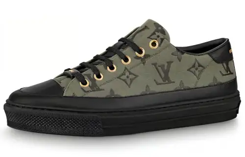 LOUIS VUITTON Stellar Printed Canvas Low top Athletic Shoes Women's Army Green