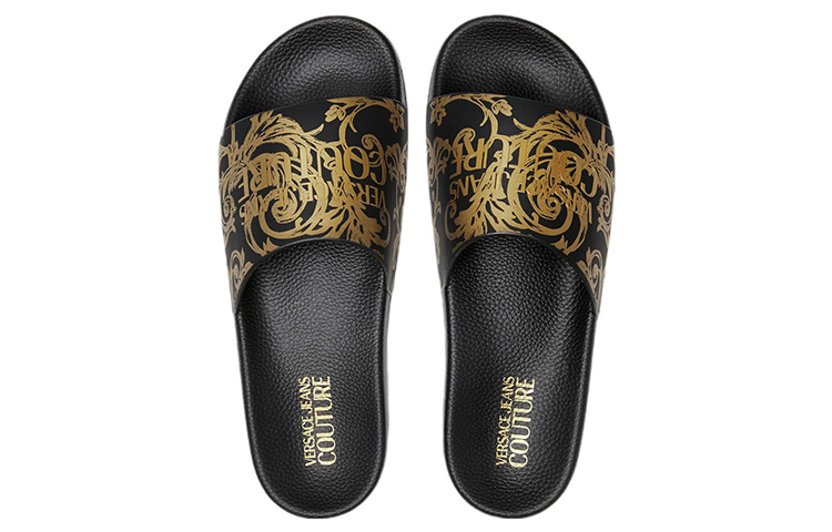 VERSACE JEANS Couture Slide 'Baroque Print - Black Gold'