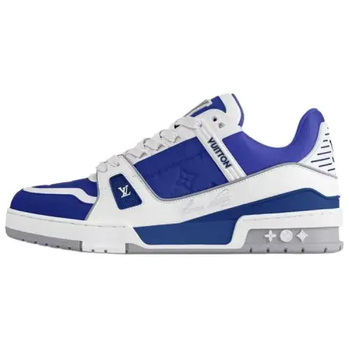 LOUIS VUITTON Trainer Cow Leather Low top Skateboard Shoes Men's Blue
