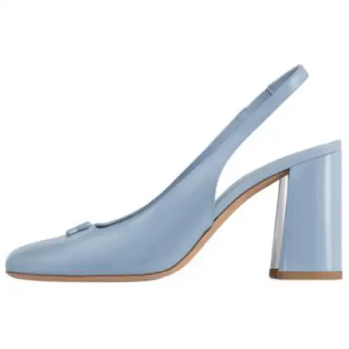 LOUIS VUITTON Swing Slingback Chunky Heel High Heels 8.5cm Women's Blue