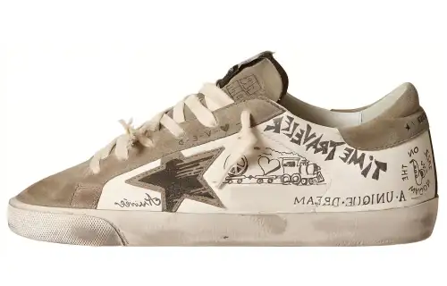 Golden Goose Super Star Low top Stylish Skateboarding Shoes Women's Ivory Distressed