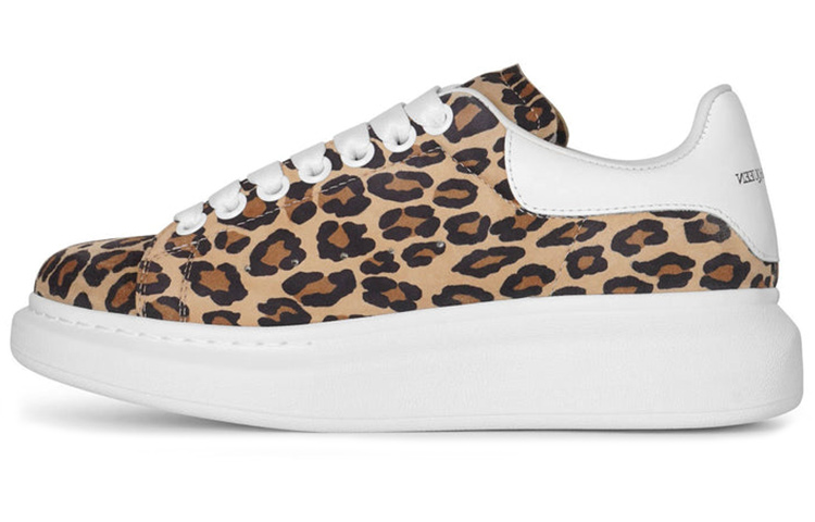 Женские кеды Alexander McQueen Leather Leopard (желто-коричневые)