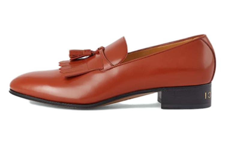 GUCCI Gucci Leather Fashion Tassel Casual Shoes Men's Brown