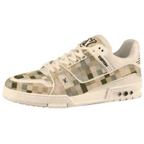 LOUIS VUITTON Trainer Leather Low top Skateboard Shoes Women's Beige