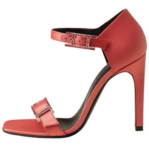HERMES Judy One Strap Sandals 10.5cm Women's Red
