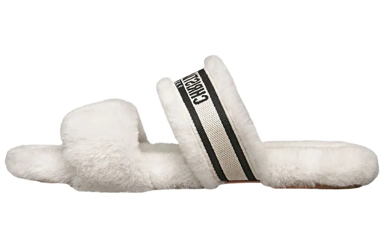 DIOR Chez Moi Slide Slippers Women's White