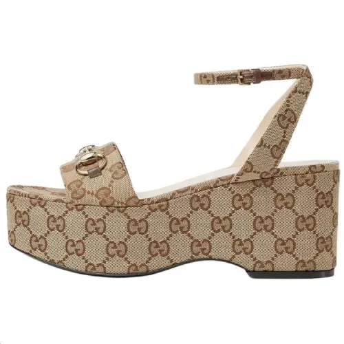 GUCCI Leather One Strap Sandals 7.5cm Women's Umber