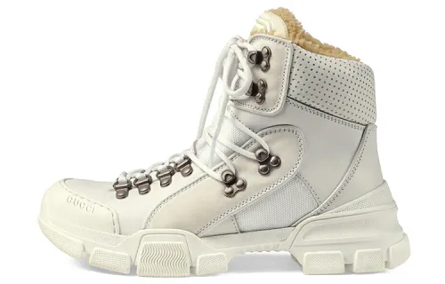 GUCCI Flashtrek Fur Lined Sneaker White Black Red Women's