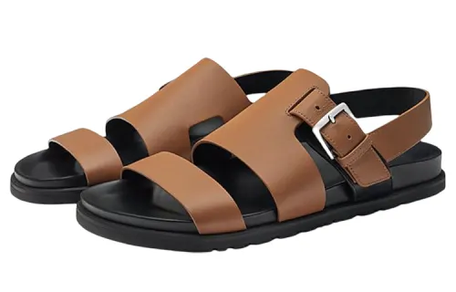 HERMES Corentin One Strap Sandals Men's Brown