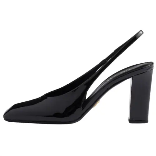 PRADA Patent Leather Chunky Heel High Heels 8.5cm Women's Black