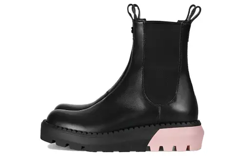 GUCCI Leather Short Chelsea Boots Women's Black