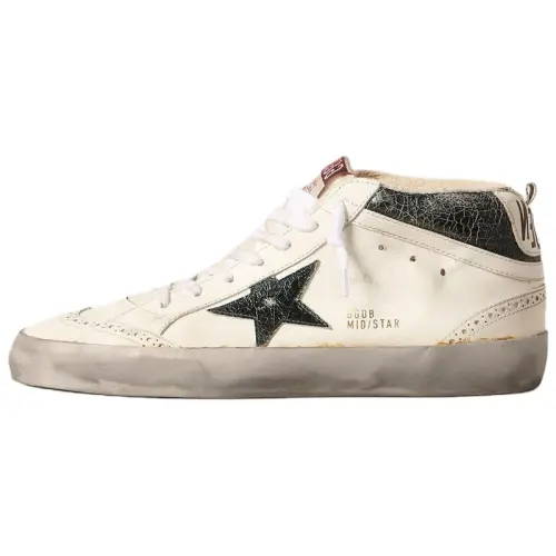 Golden Goose Cracked-effect Mid Star Sneakers