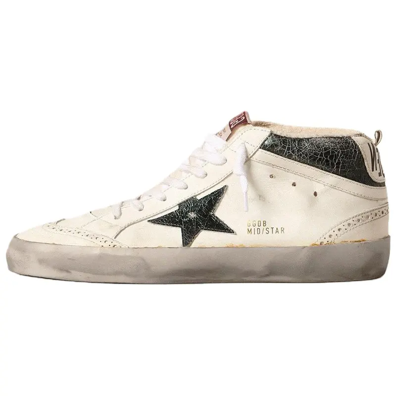 Golden Goose Cracked-effect Mid Star Sneakers