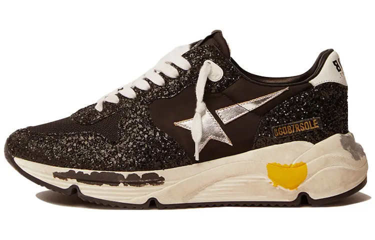 Golden Goose Running Sole Low top Sports Skateboard Shoes Women's Black White Distressed