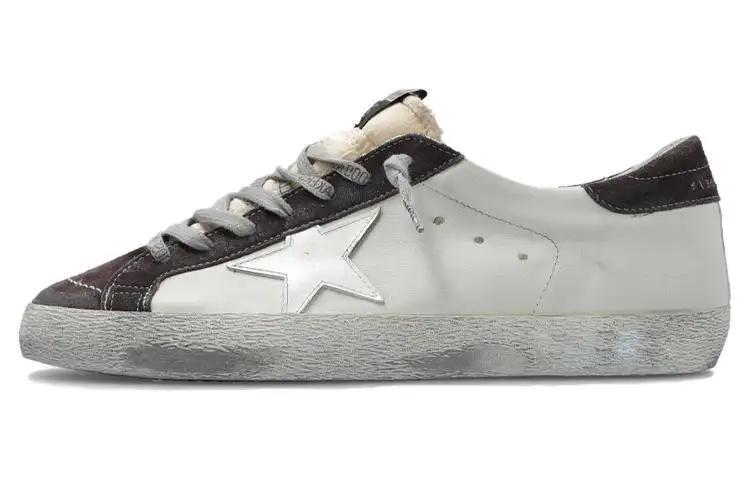 Golden Goose Super Star Super Star Classic Cow Leather Stylish Skateboarding Shoes Men's Gray Purple Distressed