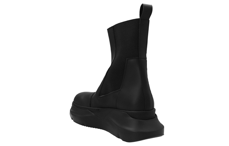 Rick Owens DRKSHDW Beatle Abstract Leather Short Chelsea Boots Men's Black