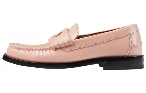 GUCCI Interlocking Leather Loafers Women's Pink