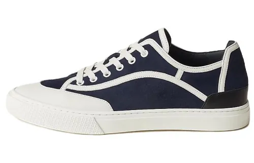 HERMES Get Cow Leather Low top Stylish Skateboarding Shoes Men's Blue White