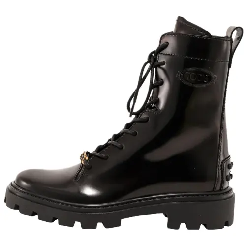 TOD'S Logo Plaque Combat Boots Women's