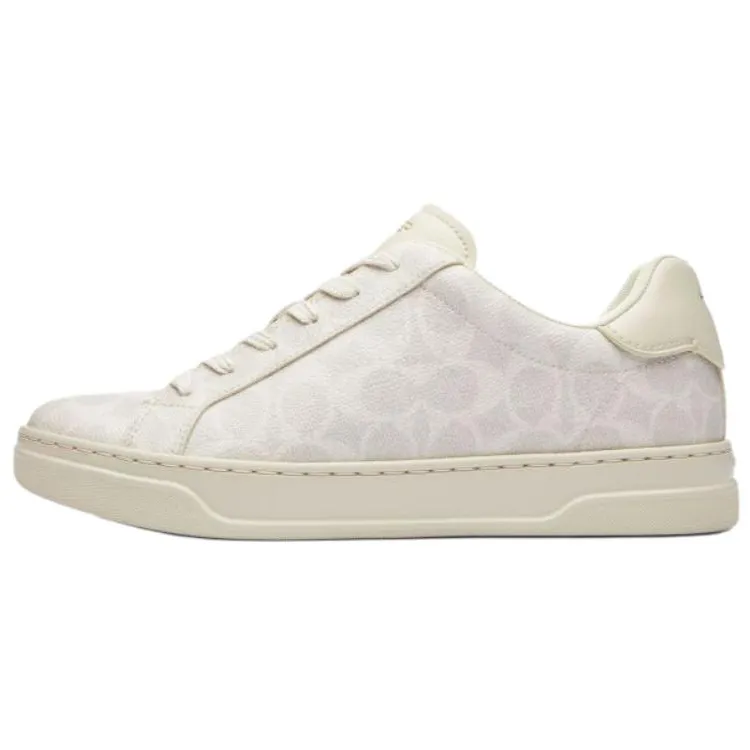 COACH High Line Cow Split Leather Low top Skateboard Shoes Women's Gray White
