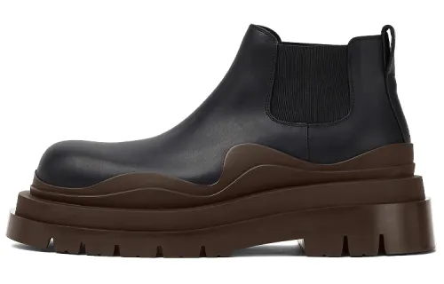 Bottega Veneta Tire Chelsea Platform Ankle Length Chelsea Boots Men's Raven