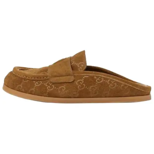 GUCCI Rubber Sole Slip Resistant Closed Toe Slippers Women's Brown