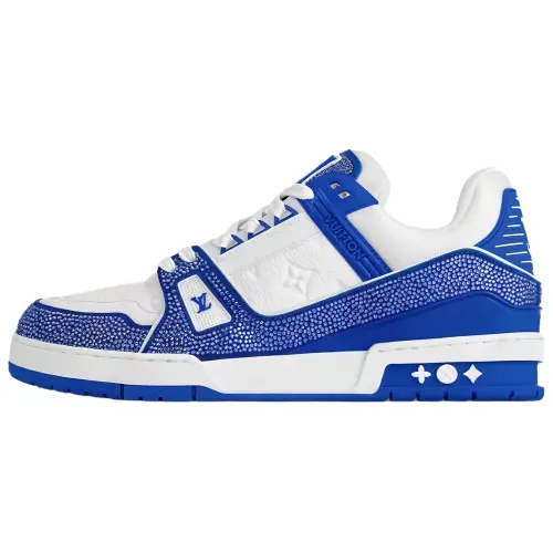 LOUIS VUITTON Cow Leather Skateboard Shoes Women's Blue