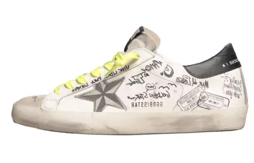 Golden Goose Super Star Cow Leather Low top Stylish Skateboarding Shoes Men's White Black