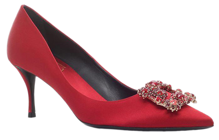 Roger Vivier Flower Strass High Heels 6.5cm Women's Red