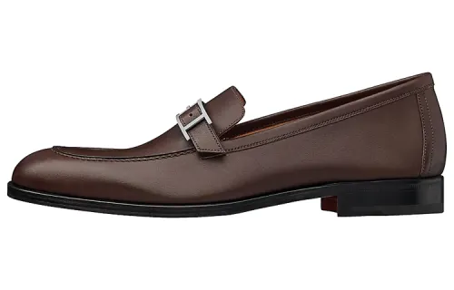 HERMES Monterey Leather Men's Casual Shoes Men's Tan