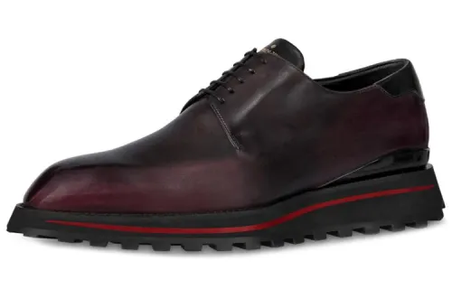 LOUIS VUITTON Goncourt Top Grain Cow Leather Casual Shoes Men's Burgundy