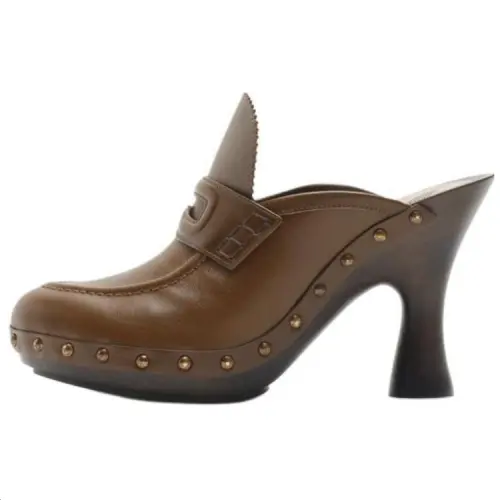 Burberry Closed Toe Slippers 7.5cm Women's Brown