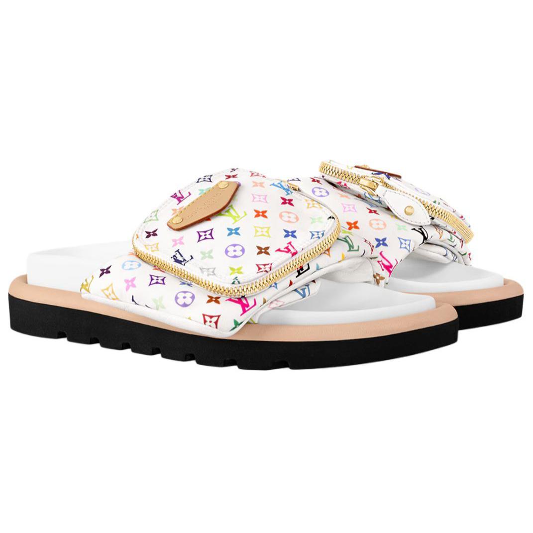 LOUIS VUITTON x Takashi Murakami Slide Slippers Women's White