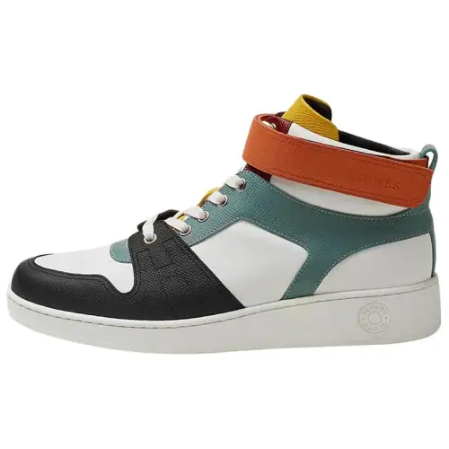 HERMES Freestyle Leather Lace Up High top Stylish Skateboarding Shoes Men's Multicolor