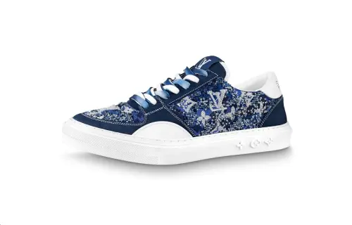 LOUIS VUITTON Ollie Cow Leather Casual Low top Stylish Skateboarding Shoes Men's Blue White