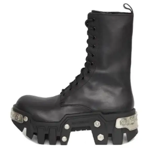 Balenciaga Bulldozer Leather Ankle Boots Men's Black