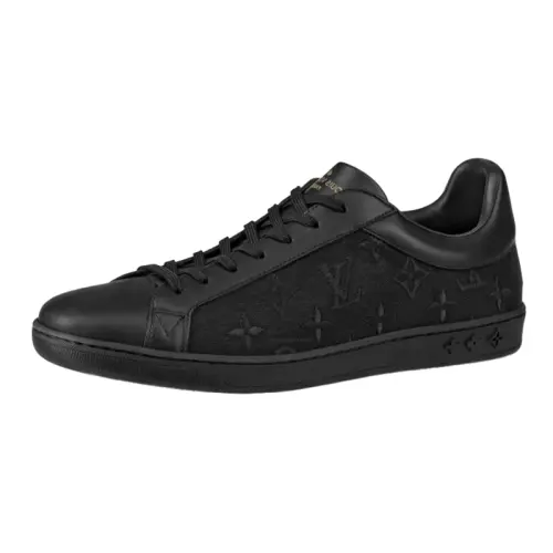 LOUIS VUITTON Luxembourg Fabric Abrasion Resistant Low top Stylish Skateboarding Shoes Men's Black