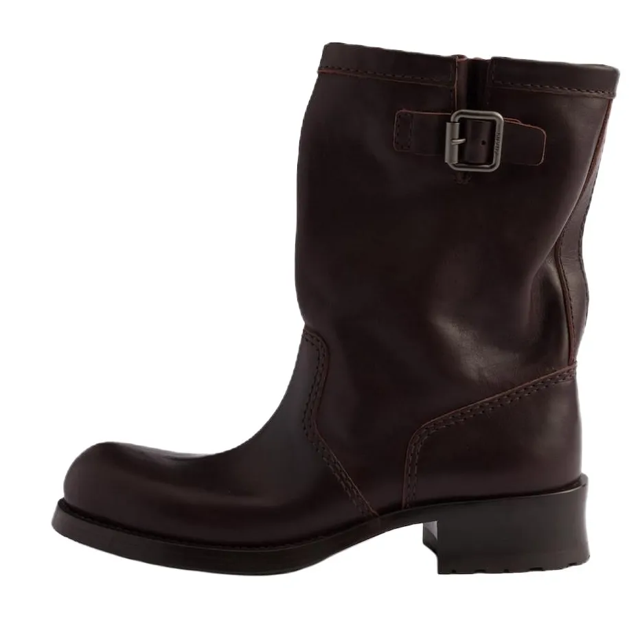 PRADA Ankle Boots 4cm Women's Dark Brown