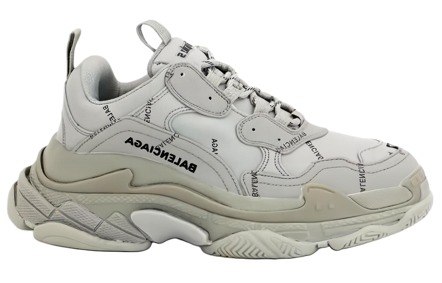 Мужские кроссовки Balenciaga Triple S Allover Logo (серые) — фото 2