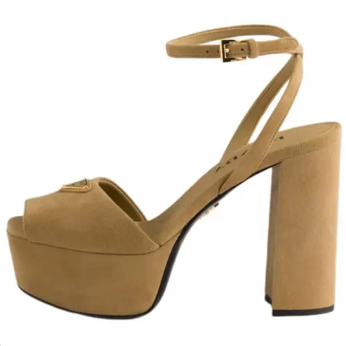 PRADA Suede One Strap Sandals 11.5cm Women's Ecru