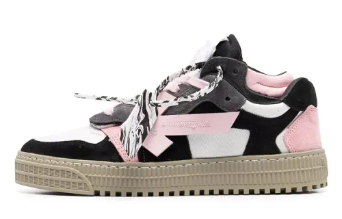 OFF WHITE Low top Stylish Skateboarding Shoes Women's Black Pink