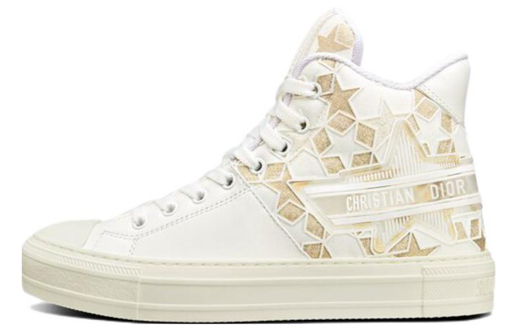 DIOR Walk'n'Dior Platform Shoes High top Stylish Skateboarding Shoes Women's Gold