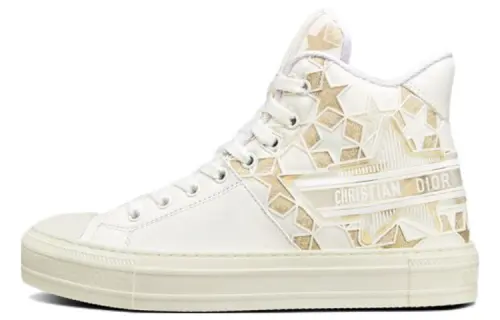DIOR Walk'n'Dior Platform Shoes High top Stylish Skateboarding Shoes Women's Gold