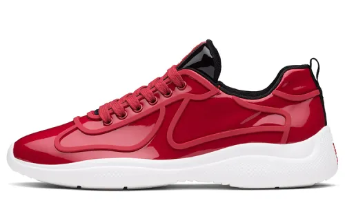 PRADA America's Cup Patent Leather Low top Athletic Shoes Men's Red
