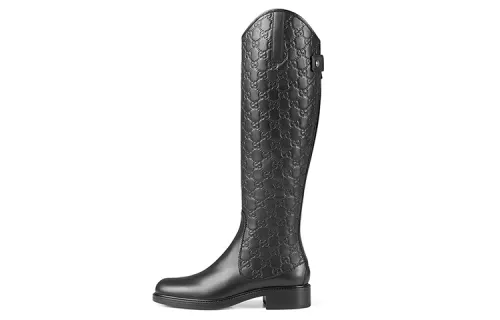 GUCCI Leather Knee high Boots Women's True Black