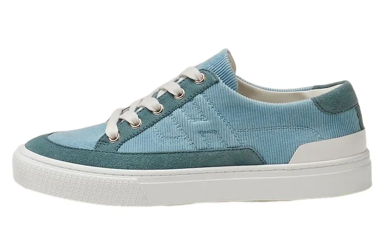 HERMES Deep Leather Low top Stylish Skateboarding Shoes Women's Blue