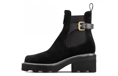 LOUIS VUITTON Beaubourg Short Chelsea Boots 4cm Women's Black