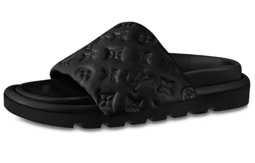 LOUIS VUITTON Pool Pillow Comfort Down Slippers Women's Black