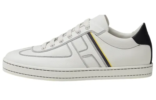 HERMES Cow Leather Low top Stylish Skateboarding Shoes Men's White