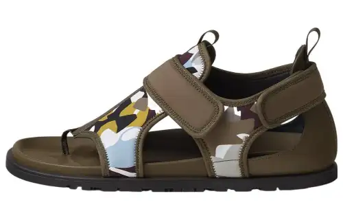 HERMES Giorno Leather Beach Sandals Men's Dark Gray